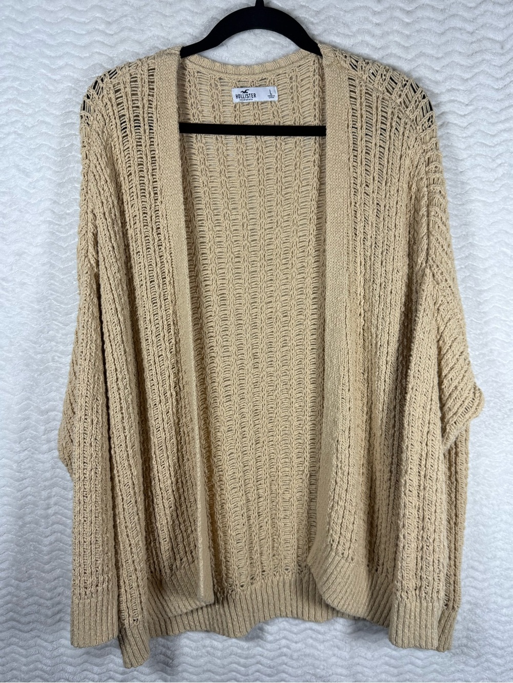Hollister Tan Open-Front Knit Cardigan Sweater.  🧡